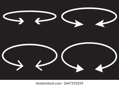 Seta semicírculo dupla de extremidade dupla. Seta dupla lateral redonda e semicircular. Ilustração vetorial.