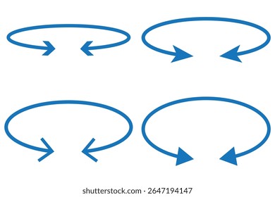 Seta semicírculo dupla de extremidade dupla. Seta dupla lateral redonda e semicircular. Ilustração vetorial.