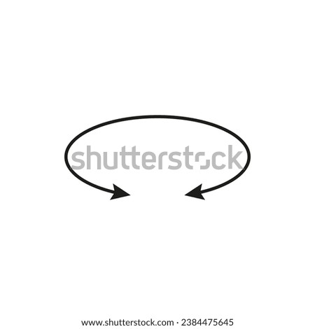 Dual double ended semi circle arrow. Semicircular round long two sided arrow. 