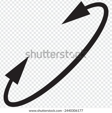 Dual double ended semi circle arrow. Semicircular round long two sided arrow. Vector illustration.