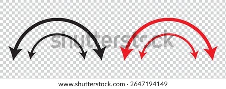 Dual double ended semi circle arrow. Semicircular round long two sided arrow. Vector illustration.
