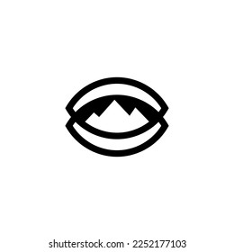  Dual Double Eye Vision with Mountain Inside Adventure Logo Design Vector