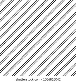 Dual, doubled, twin diagonal doodle style stripes, pinstripes seamless vector repeat pattern. Uneven oblique, tilted lines, inclined streaks, bars background. Striped dynamic endless texture.