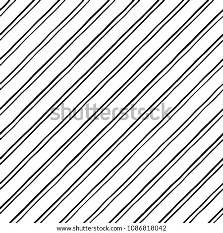 Dual, doubled, twin diagonal doodle style stripes, pinstripes seamless vector repeat pattern. Uneven oblique, tilted lines, inclined streaks, bars background. Striped dynamic endless texture.