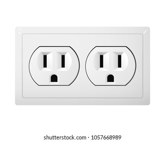 Dual electrical socket Type B. Power plug vector illustration. Realistic receptacle from Canada.