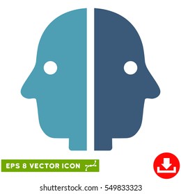 Dual Face EPS vector pictogram. Illustration style is flat iconic bicolor cyan and blue symbol on white background.