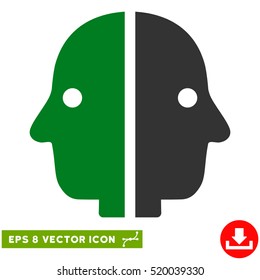 Dual Face EPS vector pictograph. Illustration style is flat iconic bicolor green and gray symbol on white background.