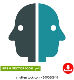 Dual Face EPS vector pictograph. Illustration style is flat iconic bicolor soft blue symbol on white background.