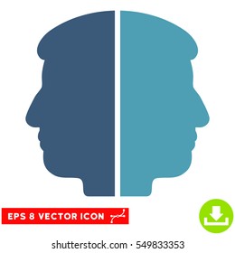 Dual Face EPS vector pictograph. Illustration style is flat iconic bicolor cyan and blue symbol on white background.