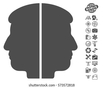 Dual Face pictograph with bonus uav service clip art. Vector illustration style is flat iconic symbols on white background.