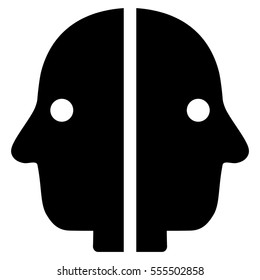 Dual Face vector icon. Style is flat graphic symbol, black color, white background.