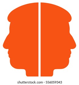 Dual Face vector icon. Style is flat graphic symbol, orange color, white background.
