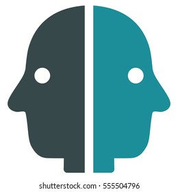 Dual Face vector pictogram. Style is flat graphic bicolor symbol, soft blue colors, white background.