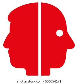 Dual Face vector pictogram. Style is flat graphic symbol, red color, white background.