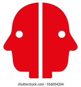 Dual Face vector pictograph. Style is flat graphic symbol, red color, white background.
