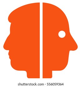 Dual Face vector pictograph. Style is flat graphic symbol, orange color, white background.