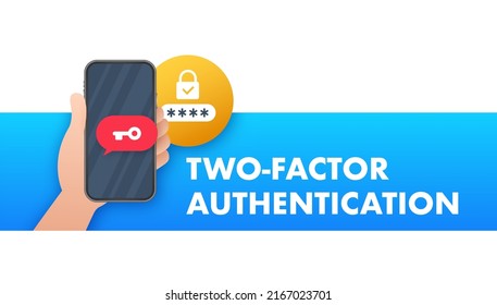 Dual Factor Authentication concept based isometric design, laptop with login window connected with smartphone. Vector illustration
