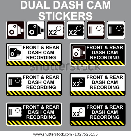 Dual front and rear Dash cam stickers for car windows or bumpers