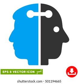 Dual Head Connection EPS vector pictograph. Illustration style is flat iconic bicolor blue and gray symbol on white background.