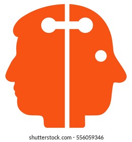 Dual Head Connection vector icon. Style is flat graphic symbol, orange color, white background.