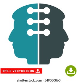 Dual Head Interface EPS vector pictograph. Illustration style is flat iconic bicolor soft blue symbol on white background.