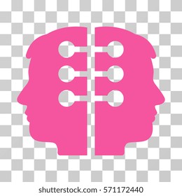 Dual Head Interface icon. Vector illustration style is flat iconic symbol, pink color, transparent background. Designed for web and software interfaces.