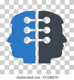 Dual Head Interface icon. Vector illustration style is flat iconic bicolor symbol, smooth blue colors, transparent background. Designed for web and software interfaces.