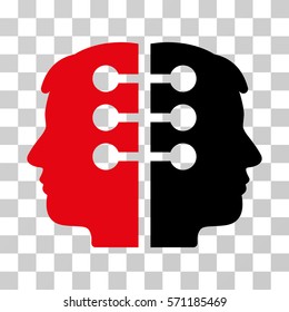 Dual Head Interface icon. Vector illustration style is flat iconic bicolor symbol, intensive red and black colors, transparent background. Designed for web and software interfaces.