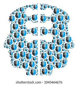 Dual Head Interface pattern organized in the shape of dual head interface design elements. Vector iconized collage composed with simple items.