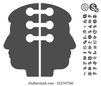 Dual Head Interface pictograph with free bonus icon set. Vector illustration style is flat iconic symbols, gray color, white background.