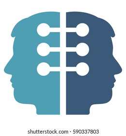 Dual Head Interface vector icon. Flat bicolor cyan and blue symbol. Pictogram is isolated on a white background. Designed for web and software interfaces.