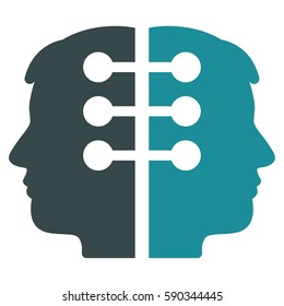 Dual Head Interface vector icon. Flat bicolor soft blue symbol. Pictogram is isolated on a white background. Designed for web and software interfaces.