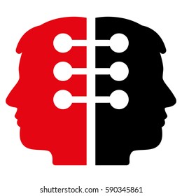 Dual Head Interface vector icon. Flat bicolor intensive red and black symbol. Pictogram is isolated on a white background. Designed for web and software interfaces.