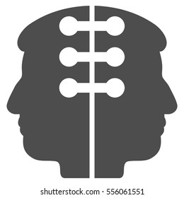 Dual Head Interface vector pictogram. Style is flat graphic symbol, gray color, white background.