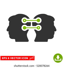 Dual Heads Interface Connection EPS vector pictograph. Illustration style is flat iconic bicolor eco green and gray symbol on white background.