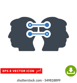 Dual Heads Interface Connection EPS vector pictogram. Illustration style is flat iconic bicolor smooth blue symbol on white background.