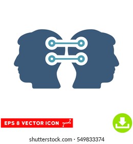 Dual Heads Interface Connection EPS vector pictogram. Illustration style is flat iconic bicolor cyan and blue symbol on white background.