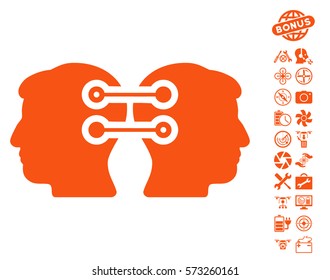 Dual Heads Interface Connection pictograph with bonus quadrocopter tools pictograph collection. Vector illustration style is flat iconic symbols on white background.