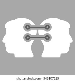 Dual Heads Interface Connection vector icon. Style is flat graphic bicolor symbol, dark gray and white colors, silver background.