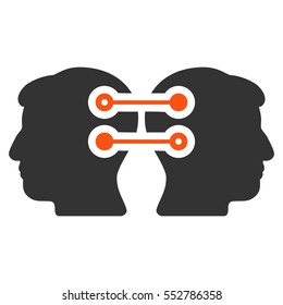 Dual Heads Interface Connection vector icon. Style is flat graphic bicolor symbol, orange and gray colors, white background.