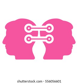 Dual Heads Interface Connection vector pictogram. Style is flat graphic symbol, pink color, white background.