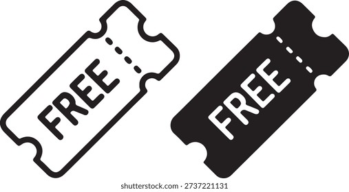 Dual icons featuring a coupon ticket marked 