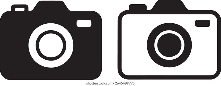 Dual Image Depiction of Camera Icons Presenting Contrasting Styles and Color Schemes for Photography Representation