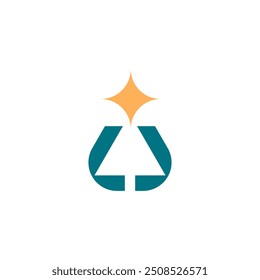 Dual L Letter as Lamp Light with Spark Star, Seasonal Light and Logo Design Vector