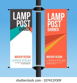 Dual Lamp Post Banner Modern Abstract Design Vector Mockup Template