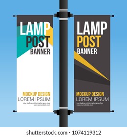 Dual Lamp Post Banner Modern Abstract Design Vector Mockup Template