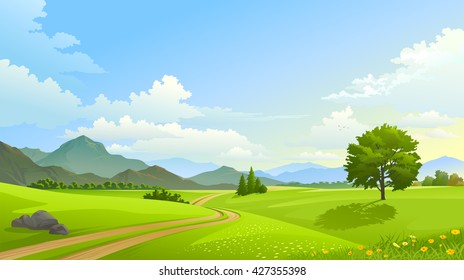 Dual lane path across vast and beautiful grasslands