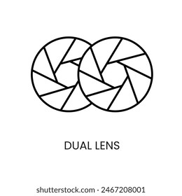 Dual lens line vector for packaging on CCTV camera with editable stroke