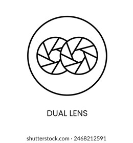 Dual lens line vector for packaging on CCTV camera with editable stroke