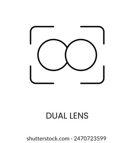 Dual lens line vector for packaging on CCTV camera with editable stroke